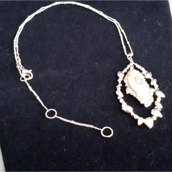 Alexis Bittar Frosted White Lucite with Crystals Necklace in gold setting.